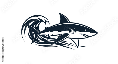 Powerful shark swims through ocean waves a symbol of strength and agility.