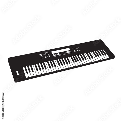 Photography black and white silhouette of a keyboard vector on a white background