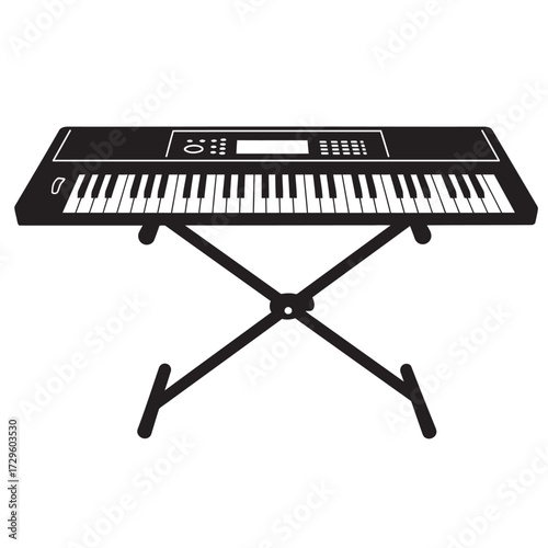 black and white silhouette of a keyboard vector on a white background
