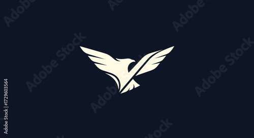 Elegant white eagle silhouette with spread wings logo design.