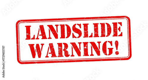 Landslide Warning Stamp Caution Sign for Natural Disasters and Safety Awareness