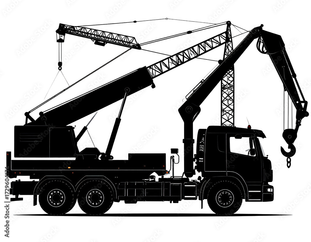Naklejka premium Heavy-duty truck crane silhouette