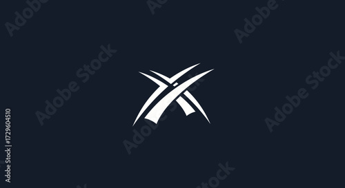 Stylized White X Lettermark Logo Design on Dark Background.