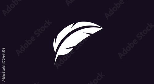 Elegant white feather illustration on a dark background symbolizing lightness and creativity.