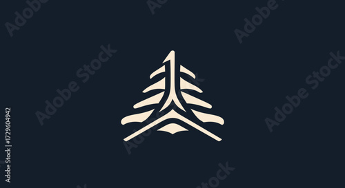 Abstract triangular logo design with flowing lines.