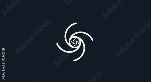Abstract white vortex spiral pattern on dark background.