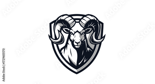 Majestic Ram Head Emblem in Protective Shield.