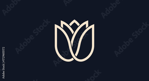 Elegant tulip logo design with minimalist style and golden outline.