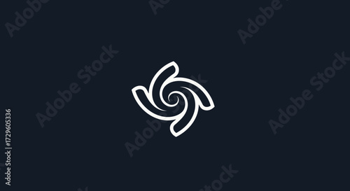 Abstract swirl design white lines dark background.