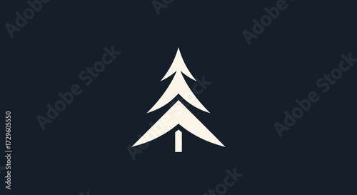 Simple geometric white fir tree icon representing nature and growth.