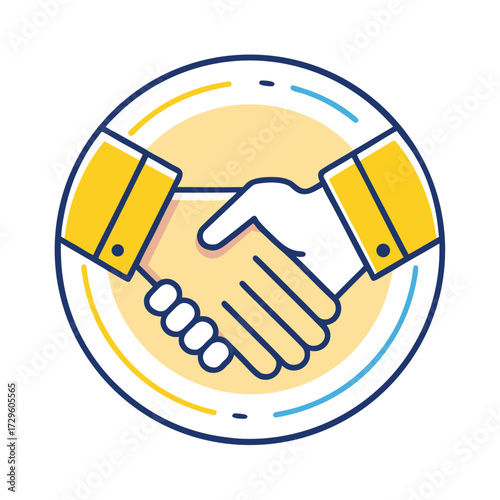 Modern handshake icon symbolizing partnership and agreement, perfect for business collaboration and corporate success visuals showing trust and cooperation