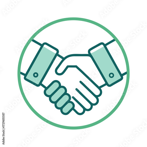 Partnership handshake celebrates deal, showcasing trust, collaboration, and mutual agreement in a modern, clean design ideal for professional branding