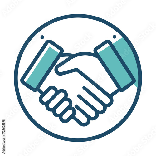 Strong handshake icon symbolizes partnership agreement, business collaboration, and successful negotiations for mutual benefit in the global market