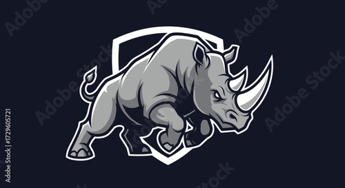Powerful Rhinoceros Mascot Logo Design for Sports Teams and Gaming.