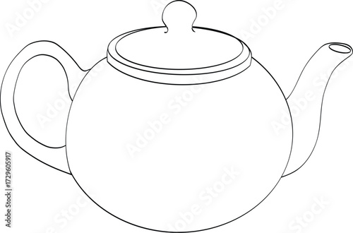 Minimalist Line Drawing of a Classic Teapot with Handle and Spout