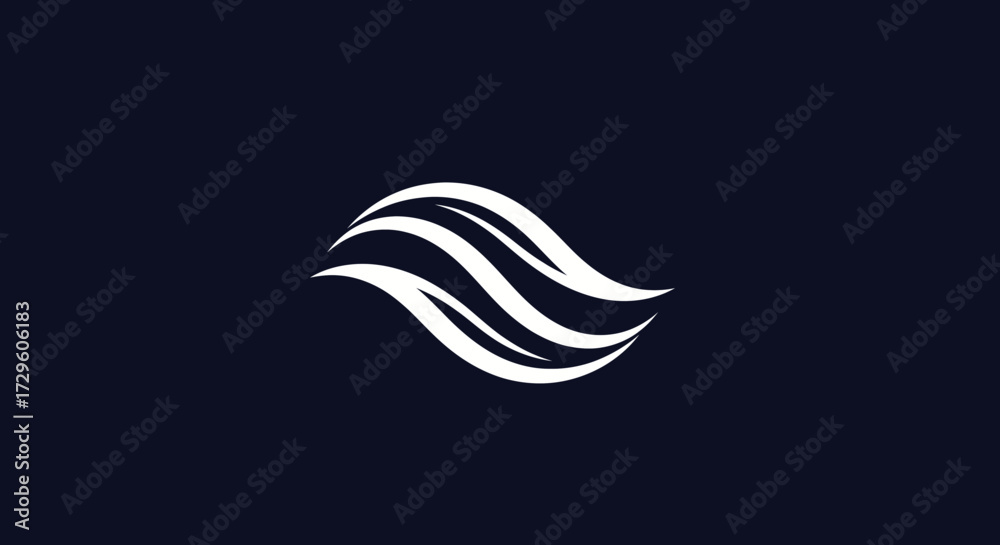 Obraz premium Abstract White Wave Design on Dark Blue Background.