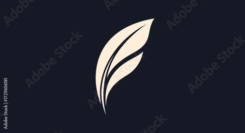 Elegant stylized feather icon in a minimalist design.
