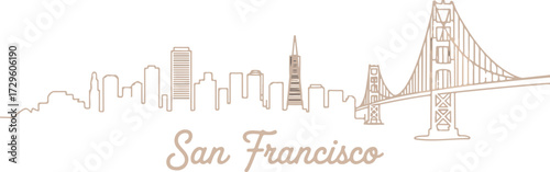 San Francisco California Skyline Silhouette Landmark Cityscape Scenery USA