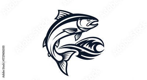 Leaping Salmon Fish Aquatic Wildlife Nature.