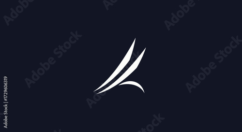 Elegant white abstract logo design on a dark background representing growth and success.