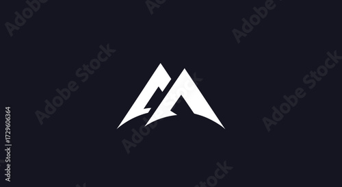 Abstract logo design with sharp mountain peaks.