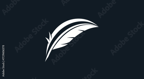 Elegant white feather graphic on a dark background representing writing and creativity.