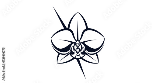 Elegant Orchid Flower Design with Stylized Lines.