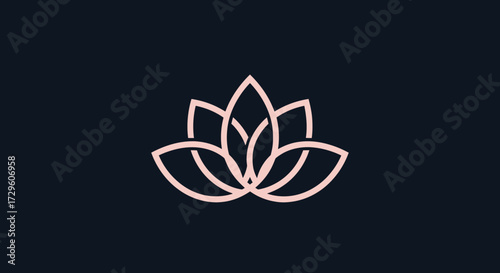 Elegant rose gold outline of a blooming lotus flower icon.
