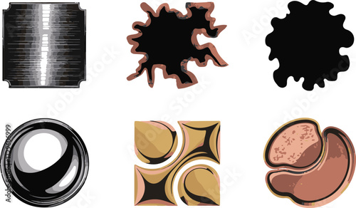 Set collection various grunge stain splatters with black color vector illustration