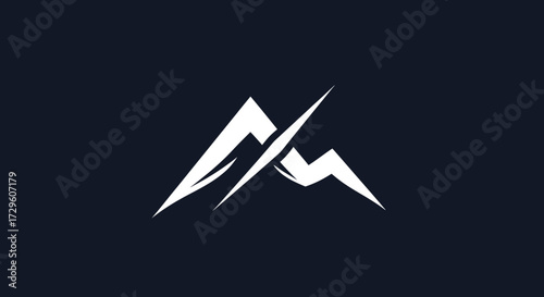 Abstract mountain logo design representing adventure and exploration in nature.
