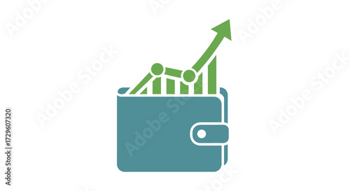Financial growth concept represented by a wallet filled with an upward-trending chart symbol