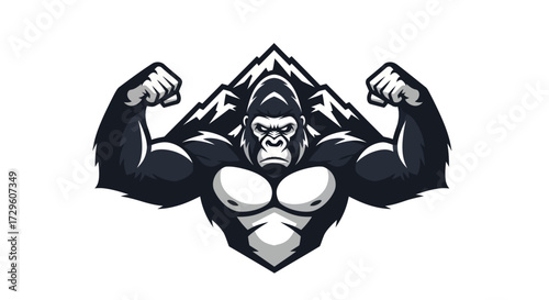 Powerful Gorilla with Muscles and Mountains.