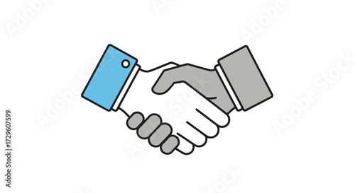 Clean vector illustration depicting a handshake representing partnership and business agreement