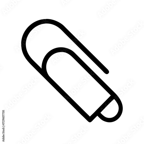 Simple paperclip icon design for creative projects, streamline your workflow with this minimalist clip element, stationery and office supply essential