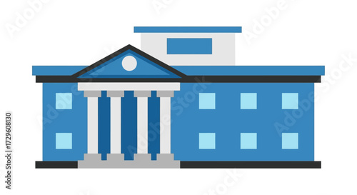 Architectural illustration of a stately public building with classical columns and symmetrical