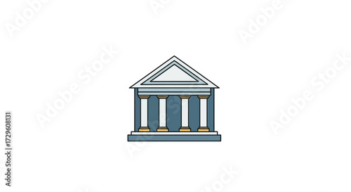 Stylized ancient building illustration with four columns, simple design and outlines