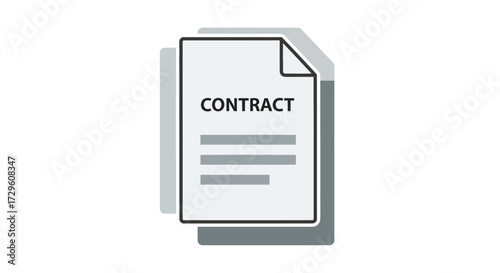 Simple vector illustration featuring a contract document with understated aesthetic appeal