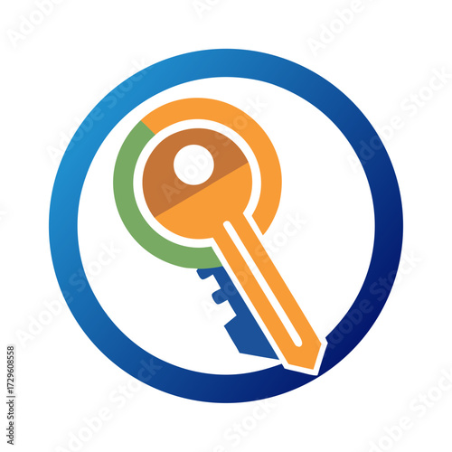 Unlock success with a vibrant key logo, a modern symbol of security, access and solutions for your business, representing innovation and achievement!