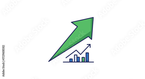 Ascending graph and arrow illustration symbolizing growth and positive economic trajectory