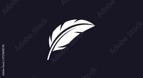 Elegant white feather quill icon illustration.