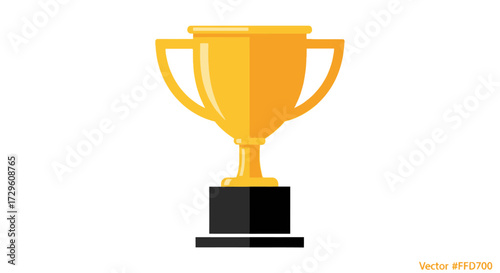 Golden trophy cup on black pedestal, symbolizing victory and achievement in competition