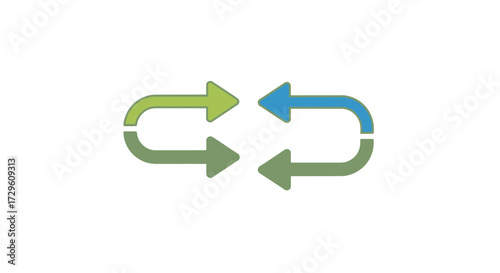 Interconnected looping arrows concept illustration symbolizing iterative processes or reciprocal
