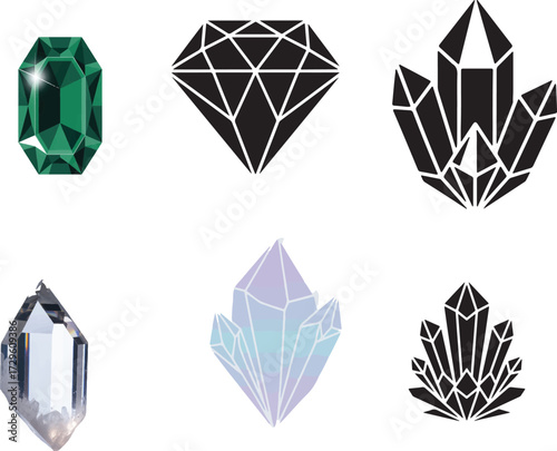Jewel Diamond Collection Different Shapes Style Illustration