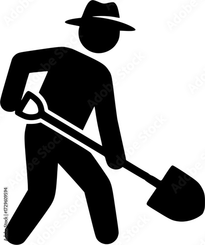 Farmer with shovel silhouette, Farmer using shovel silhouette, Farmer using shovel, Man with shovel, Shovel silhouette, Man with shovel silhouette