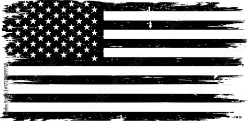 Distressed american flag, Distressed american flag silhouette, Distressed american flag vector illustration, Vintage american flag vector set