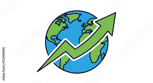 Global Growth Trajectory: Upward Arrow Symbolizing Worldwide Economic Progression and Development