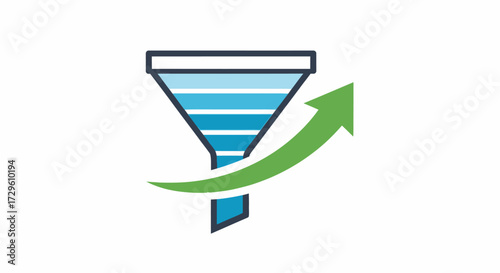 Data analysis funnel concept for business growth and filtering process illustration