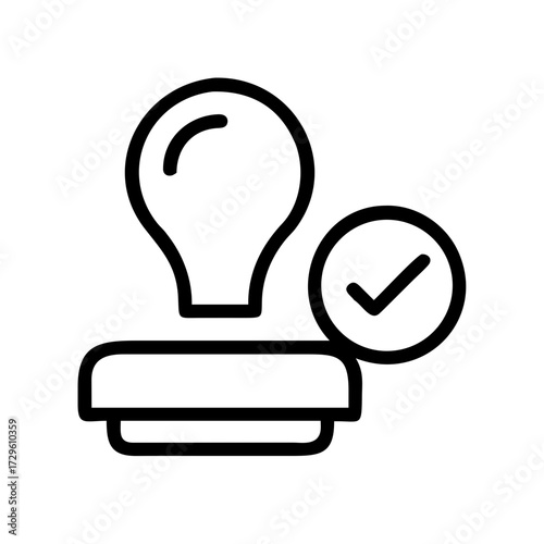 Approve idea symbol with check mark for innovation and successful concept validation