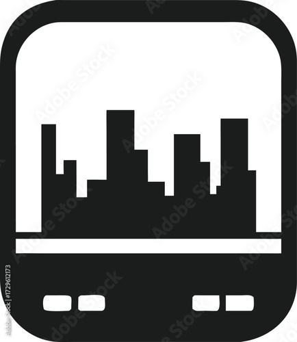 City Skyline Icon With Audio Waveform vector illustration transparent web icon