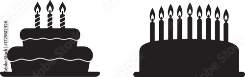 Birthday Cakes with Candles Silhouette Set for Celebration and Events